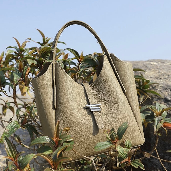 Elegant Genuine Leather Minimalist Commuter Crossbody Bag