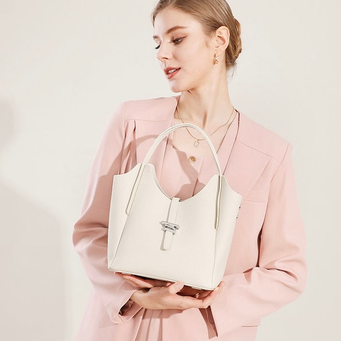 Elegant Genuine Leather Minimalist Commuter Crossbody Bag