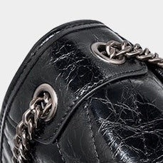 Chic Genuine Leather Chain Detail Large Capacity Messenger Bag