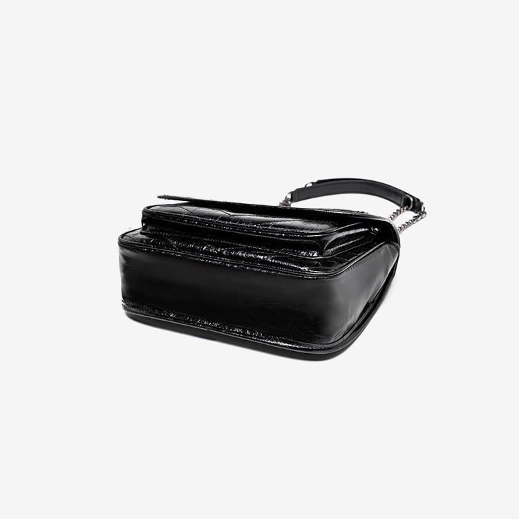 Chic Genuine Leather Chain Detail Large Capacity Messenger Bag