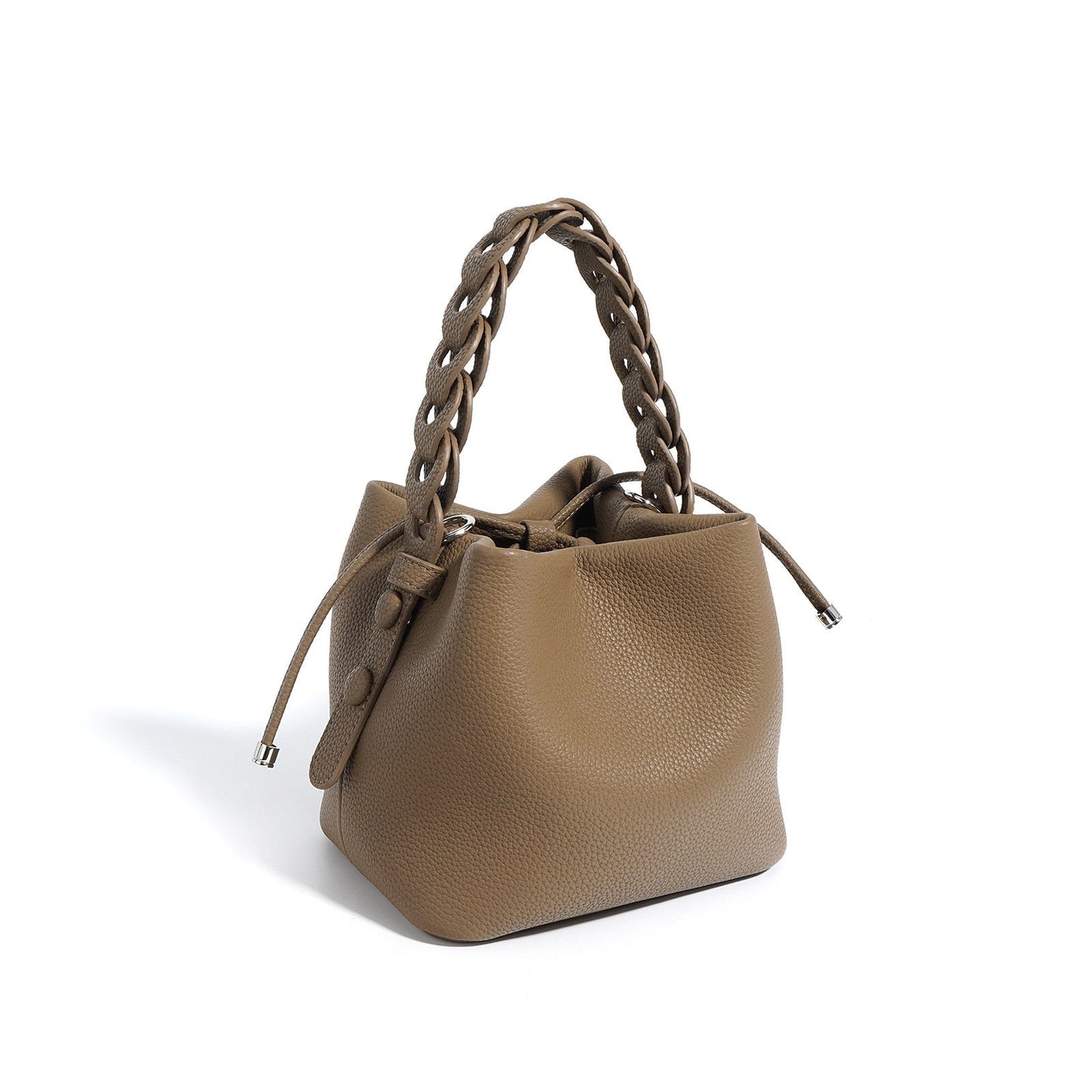 Genuine Leather Luxe Commuting Bucket Bag - Elegant Multiway Accessory