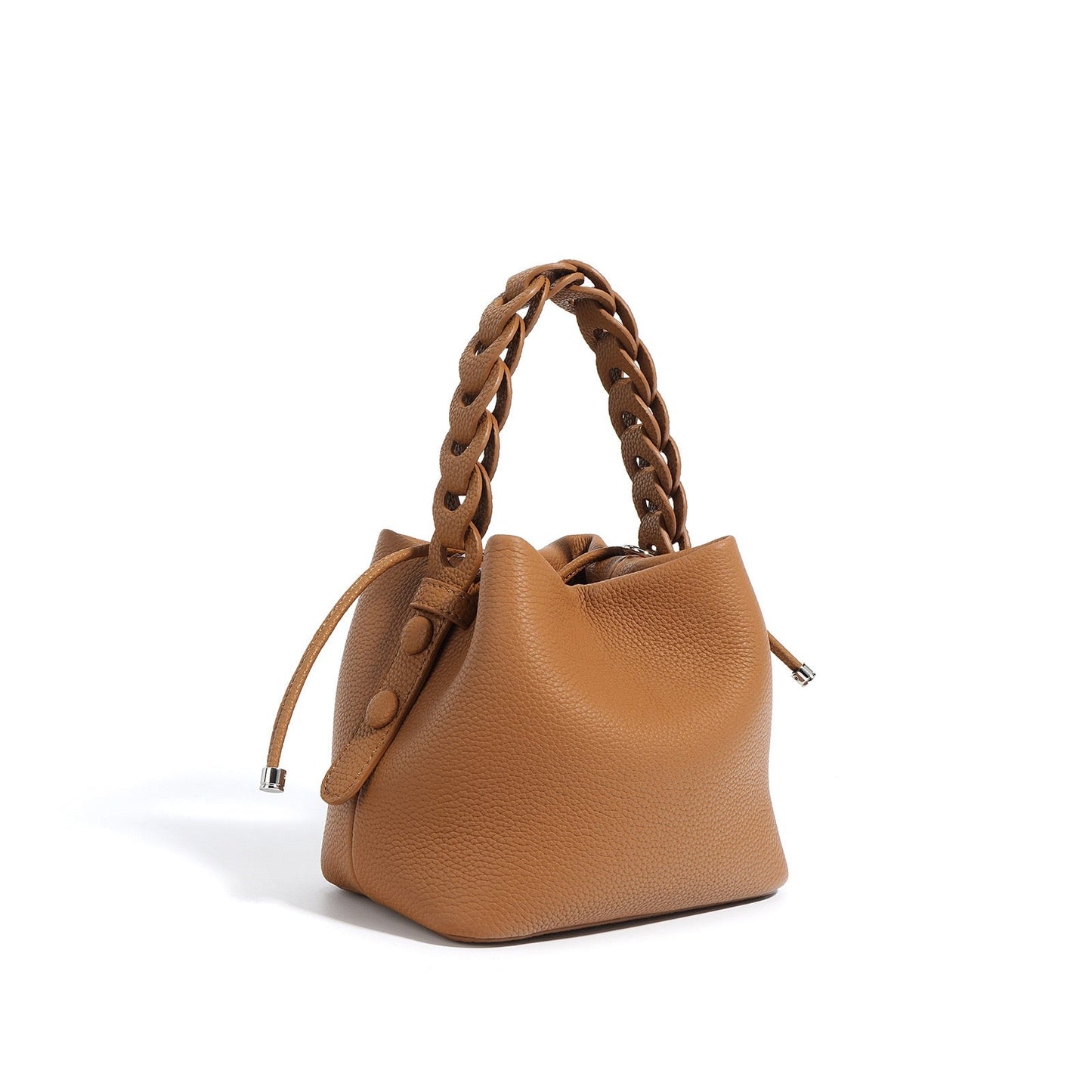 Genuine Leather Luxe Commuting Bucket Bag - Elegant Multiway Accessory
