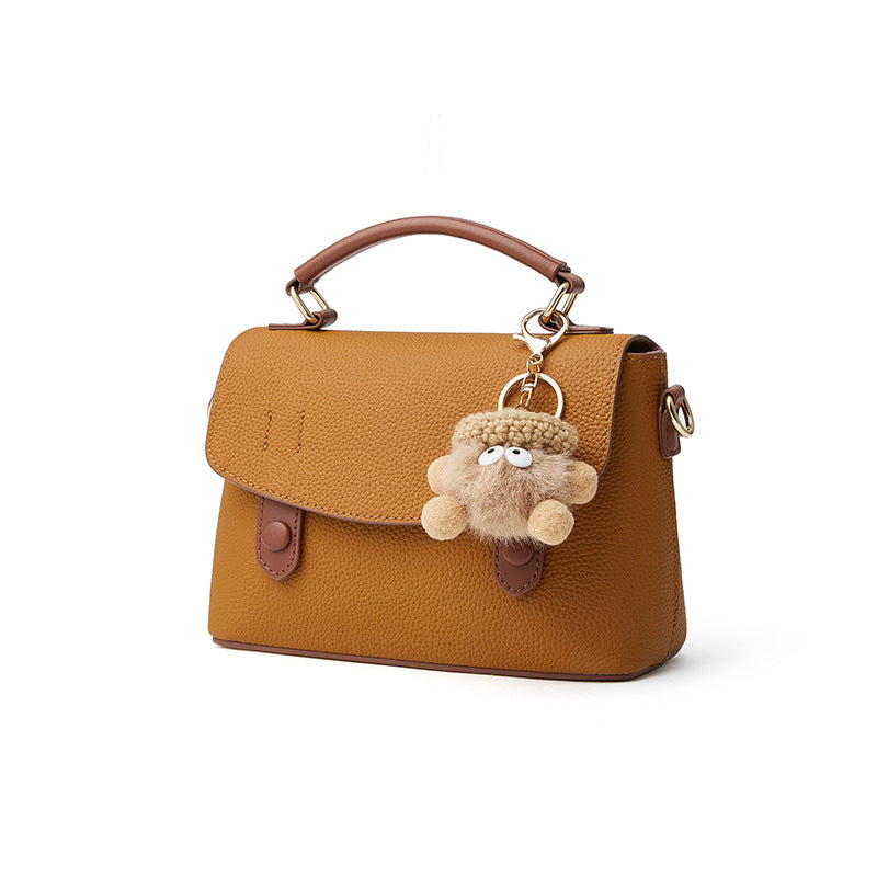 Pebbled Leather Top-Handle Bag with Cloud Charm