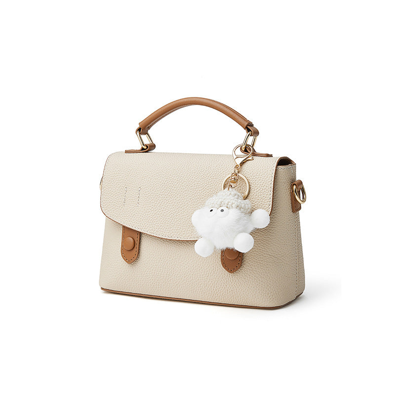 Pebbled Leather Top-Handle Bag with Cloud Charm