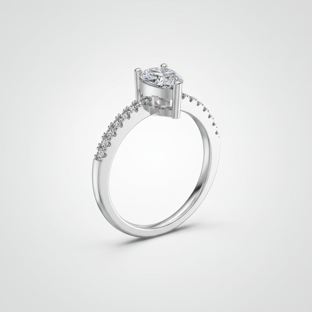 Giulia Pear Ring - Womens Ring, Pear-Cut CZ Centerpiece Velanci