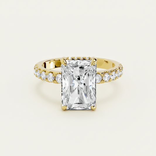 Ring Silvia - Womens Ring 18K Gold Finish Over Sterling Silver Radiant-Cut Center Stone CZ Accents Velanci