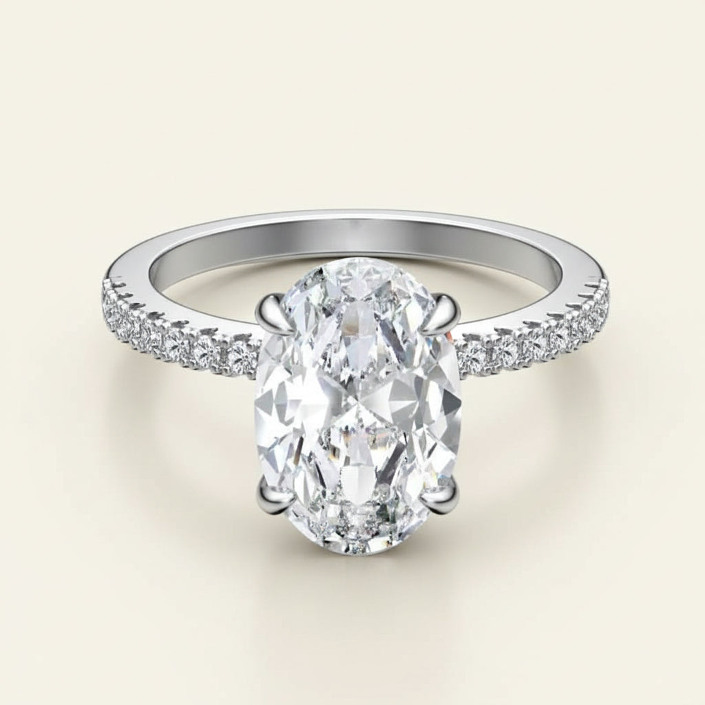Sterling Silver 4.5ct Solitaire Ring Marina - Womens Ring CZ Sparkle Rhodium Finish Velanci