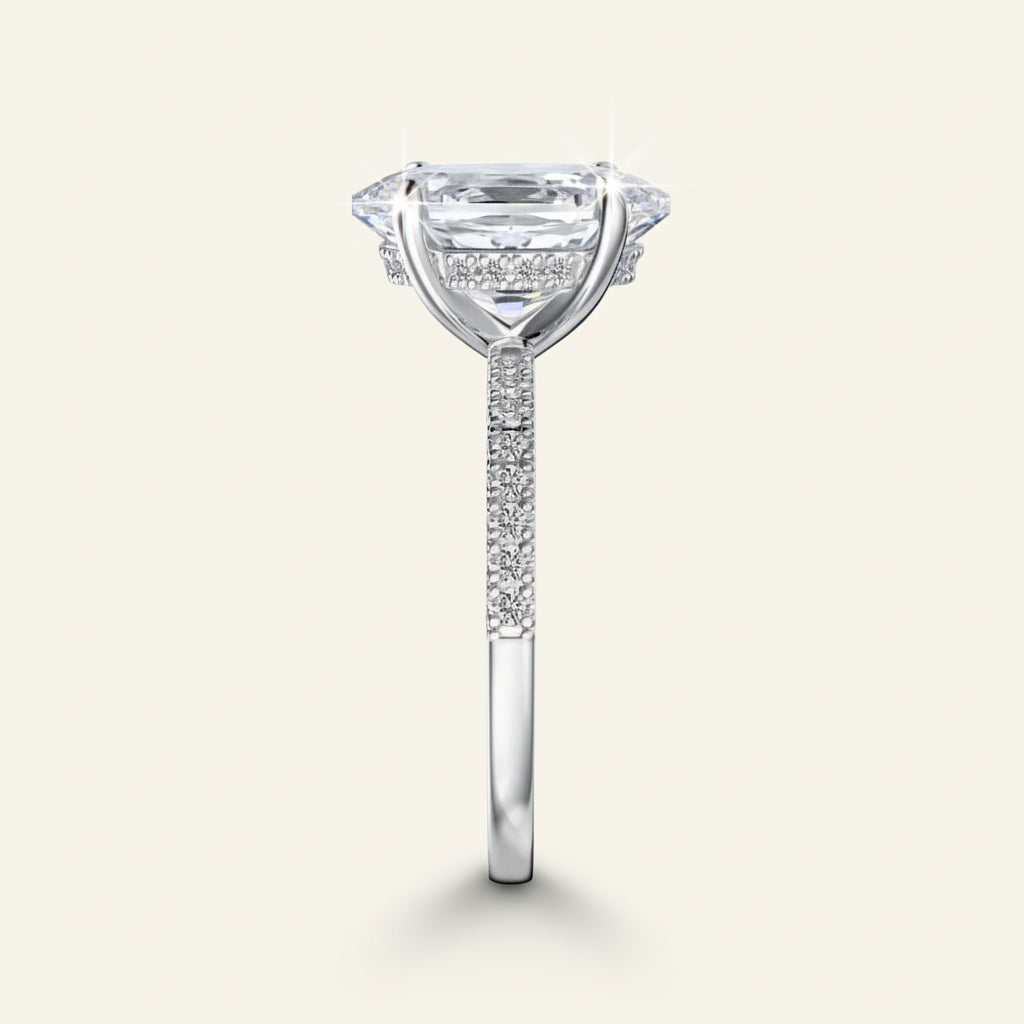 Sterling Silver 4.5ct Solitaire Ring Marina - Womens Ring CZ Sparkle Rhodium Finish Velanci