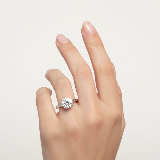 Sterling Silver Ring Alessia - Womens Ring 2Ct CZ Brilliant Solitaire Four-Prong Velanci