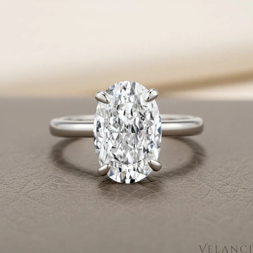 Sterling Silver Ring Oval Solitaire Aurora Velanci