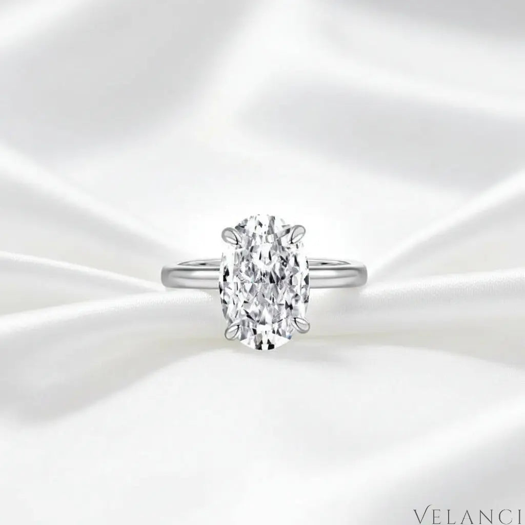 Sterling Silver Ring Oval Solitaire Aurora Velanci