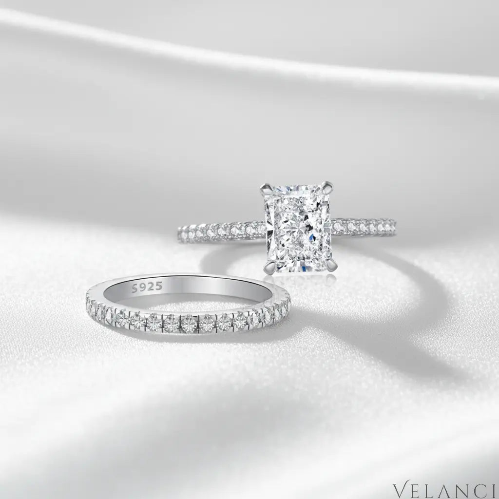 Sterling Silver Ring Wedding Set Alessia Womens Ring Velanci