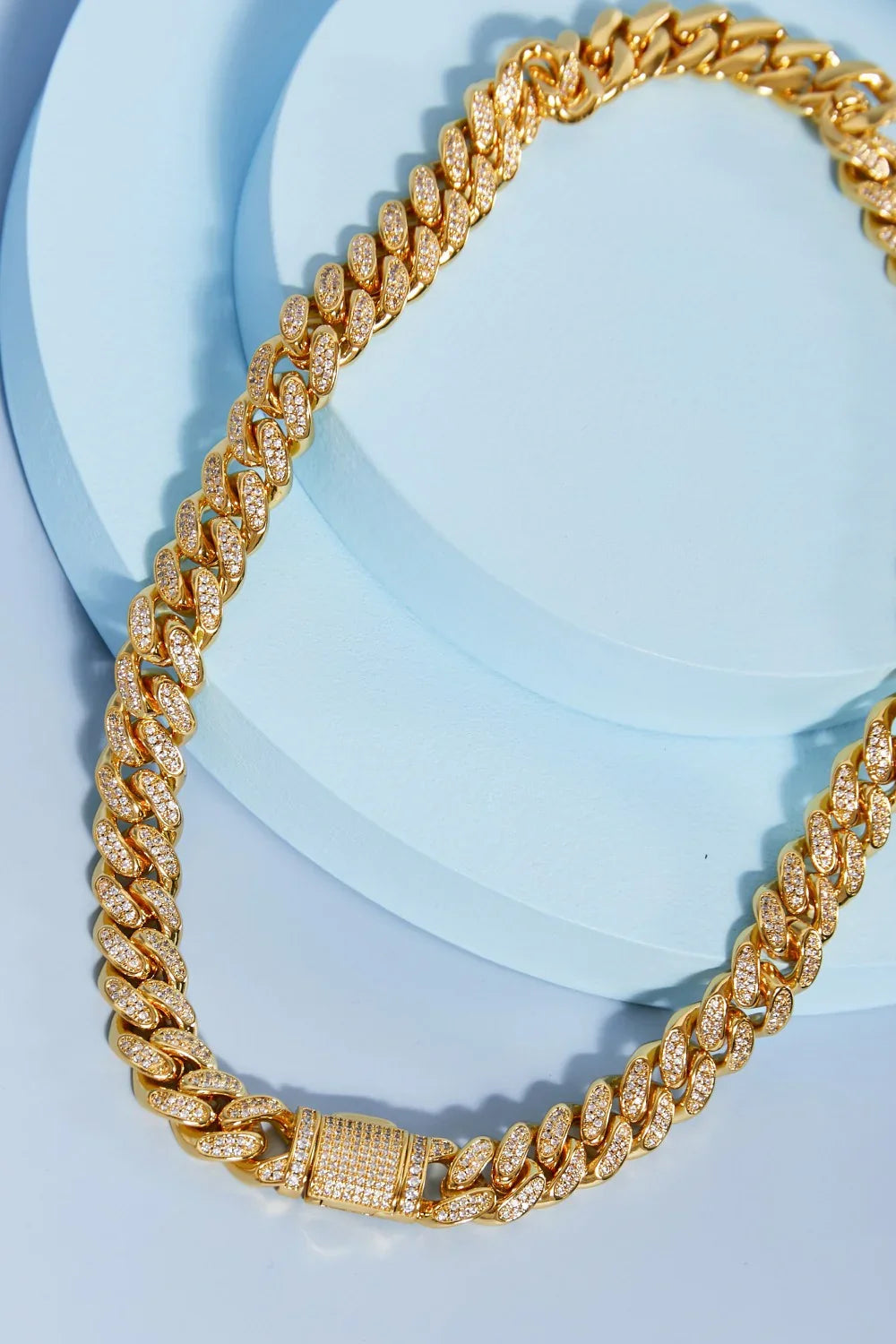 Cubic Zirconia Brass Curb Chain Necklace Velanci