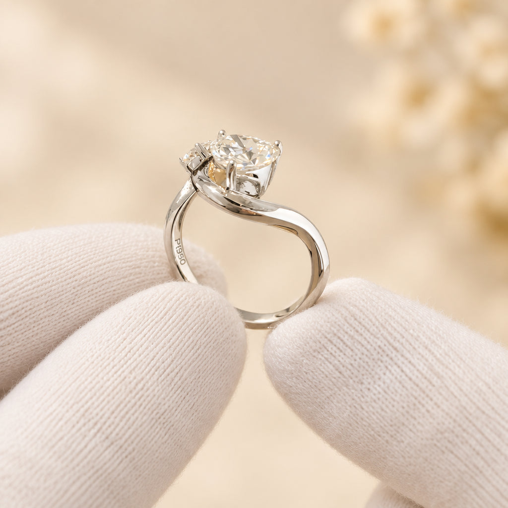 SterlingSilver Moissanite Ring 1.3ct Arianna - Irregular Band Women's Ring Velanci