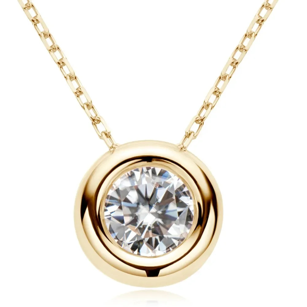 1ct Moissanite Necklace - Rose Gold Plated Silver Sparkle Velanci