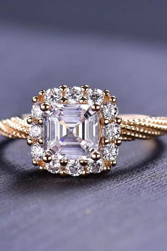 Moissanite Ring Ariella - Rose-Gold Plated, 1 Carat Halo Women's Ring Velanci