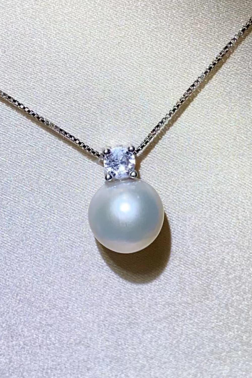 Freshwater Pearl Necklace - Sterling Silver Pendant, Coastal Velanci
