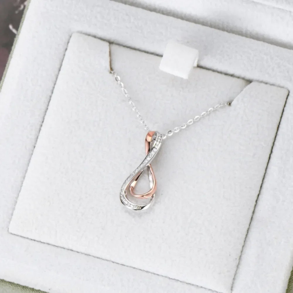 Sterling Silver Moissanite Infinity Necklace - Dainty Velanci