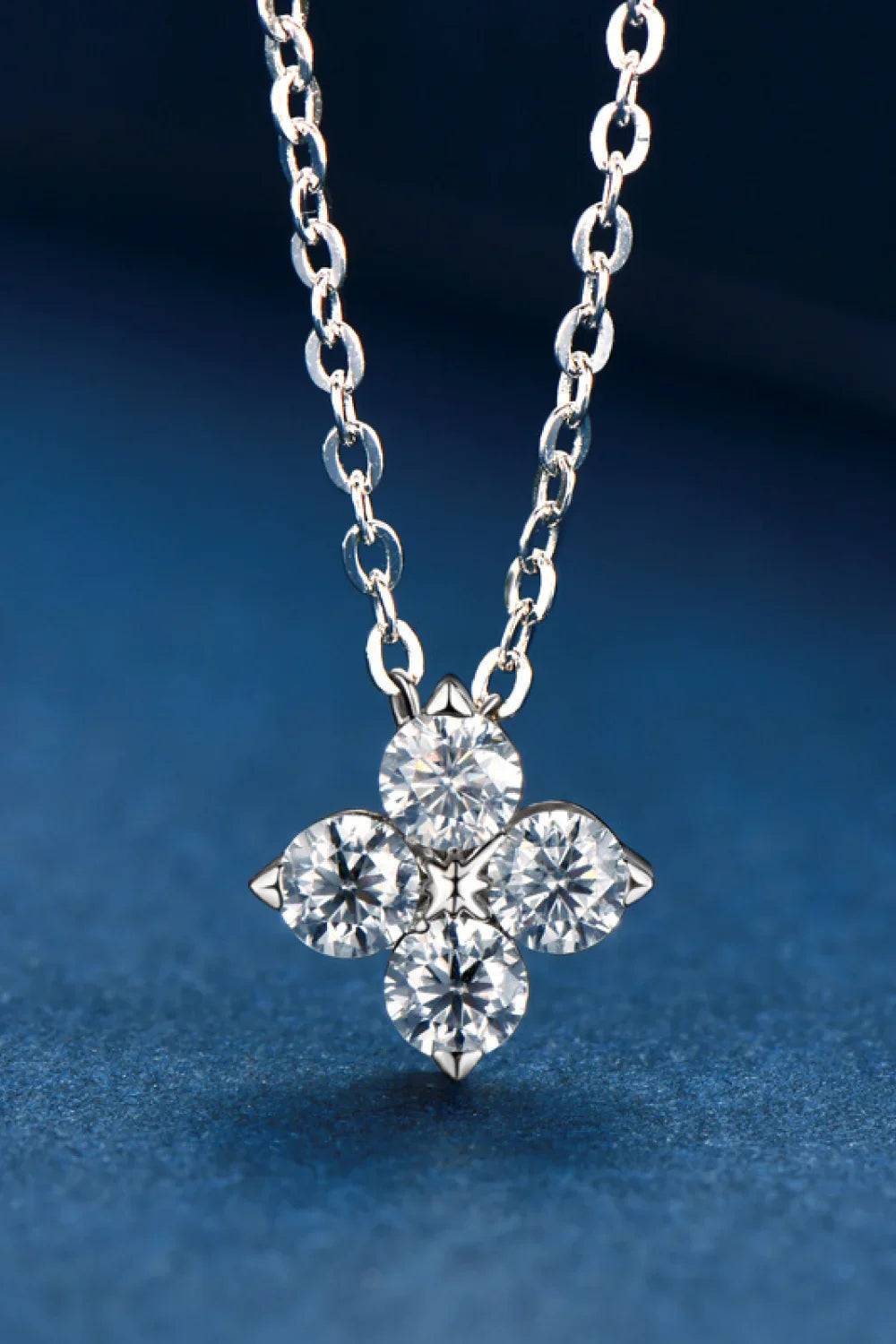 Moissanite Four Leaf Clover Necklace - Slim Sterling Silver Velanci