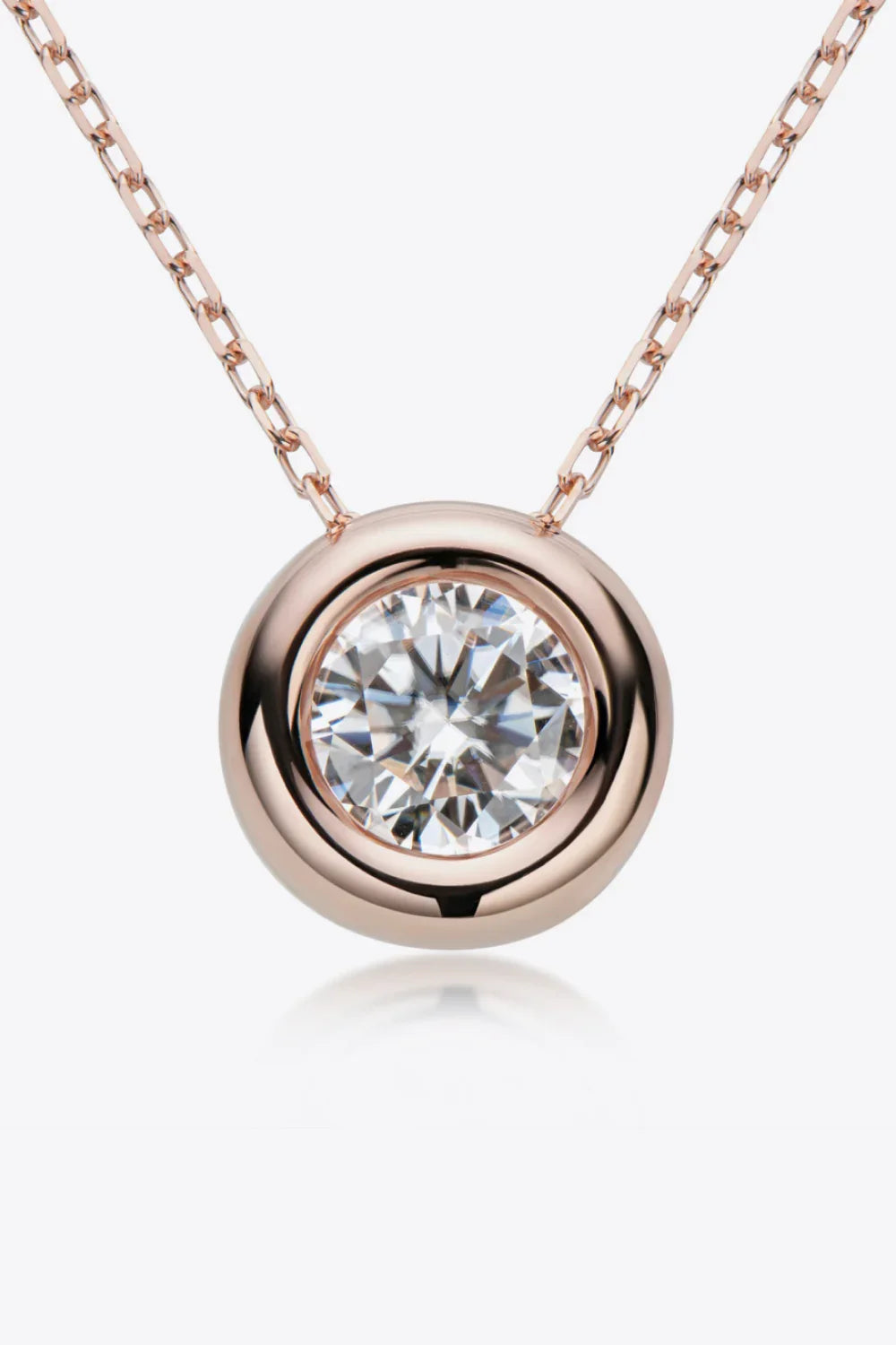 1 Carat Moissanite Pendant Necklace - Bezel Sterling Silver Velanci