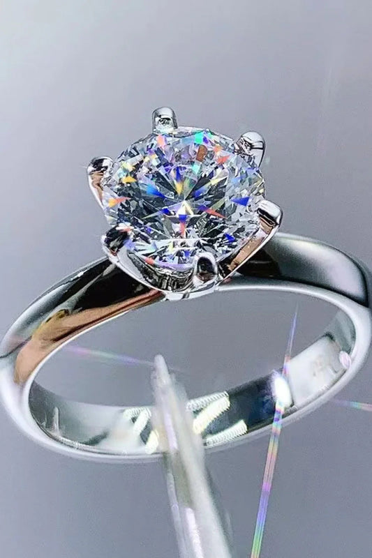 Sterling Silver Moissanite Ring Giovanna - 3ct Center Stone Women's Ring Velanci