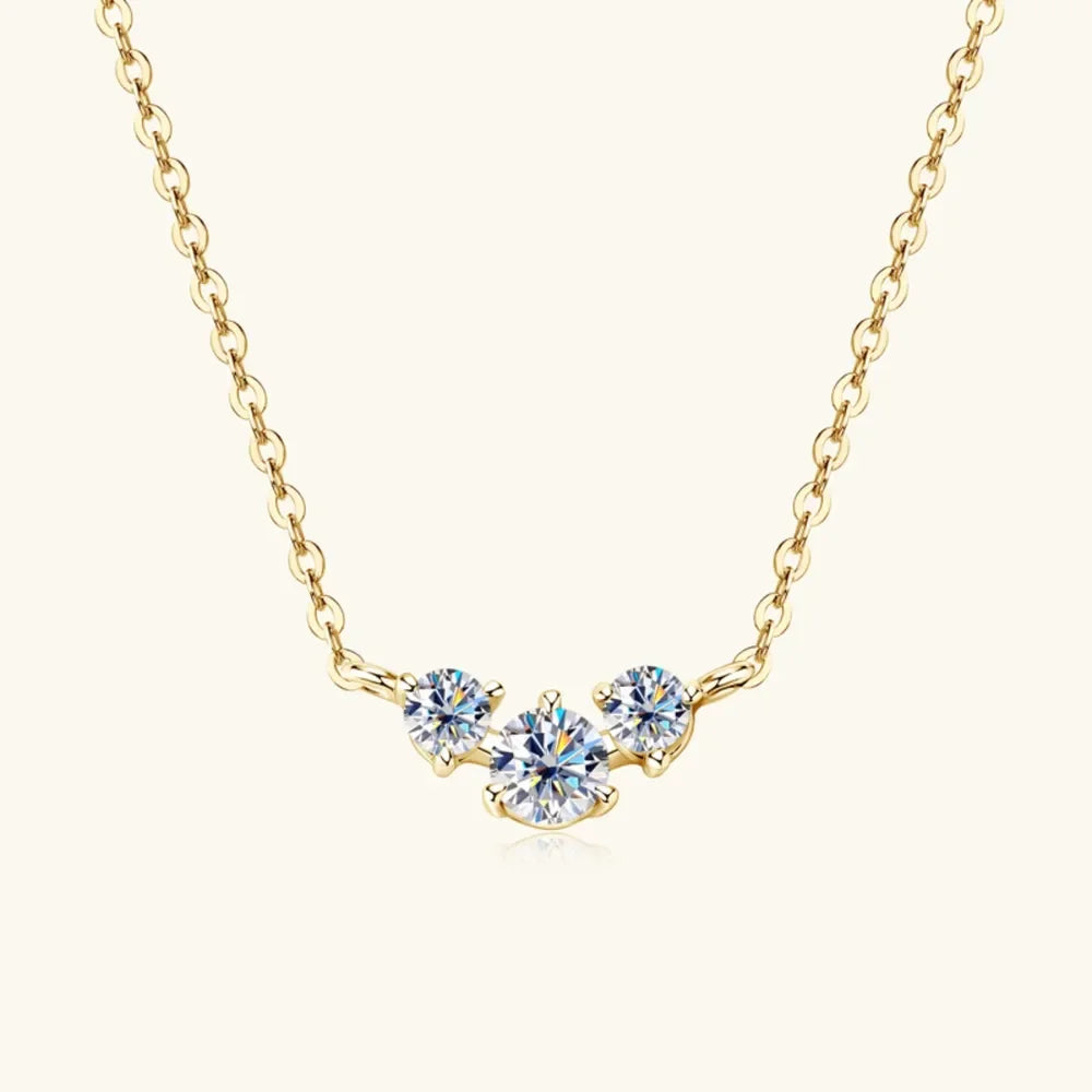 Sterling Silver Inlaid Moissanite Necklace - Everyday Wear Velanci