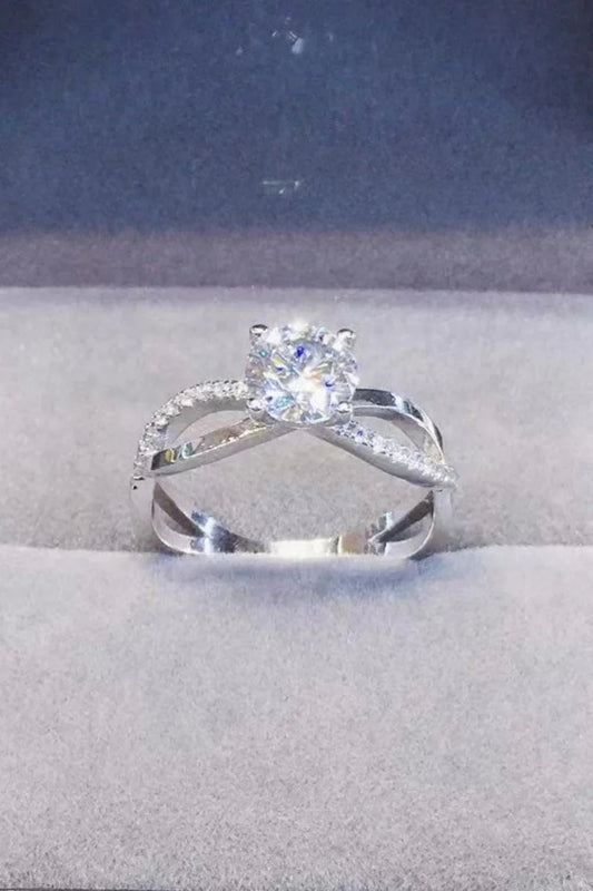Sterling Silver 2Ct Moissanite Crisscross Ring Lina - Gleam Women's Ring Velanci