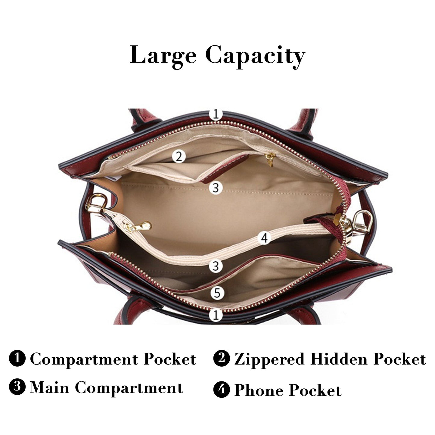 Elegant Large Capacity Genuine Leather Tote Bag for Women