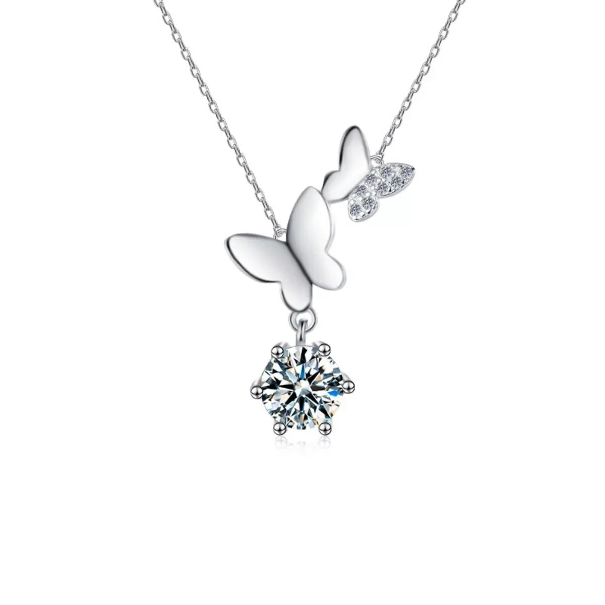 Moissanite Butterfly Pendant Necklace - 1 Carat Sparkle Velanci