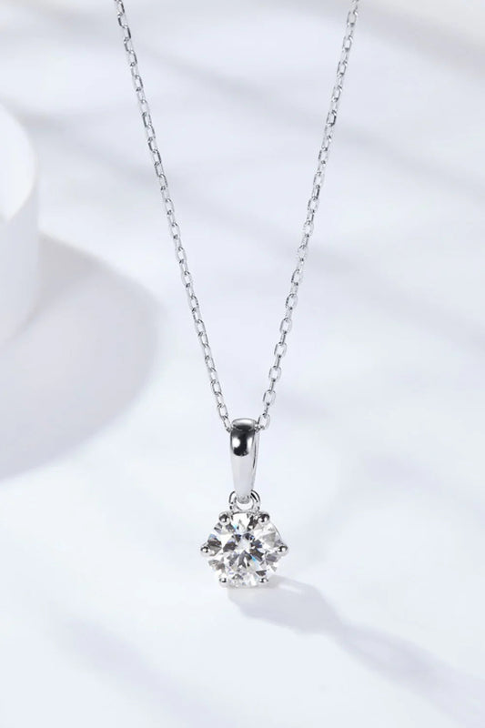 Moissanite Pendant Necklace - 2 Carat 6-Prong Minimalist Velanci