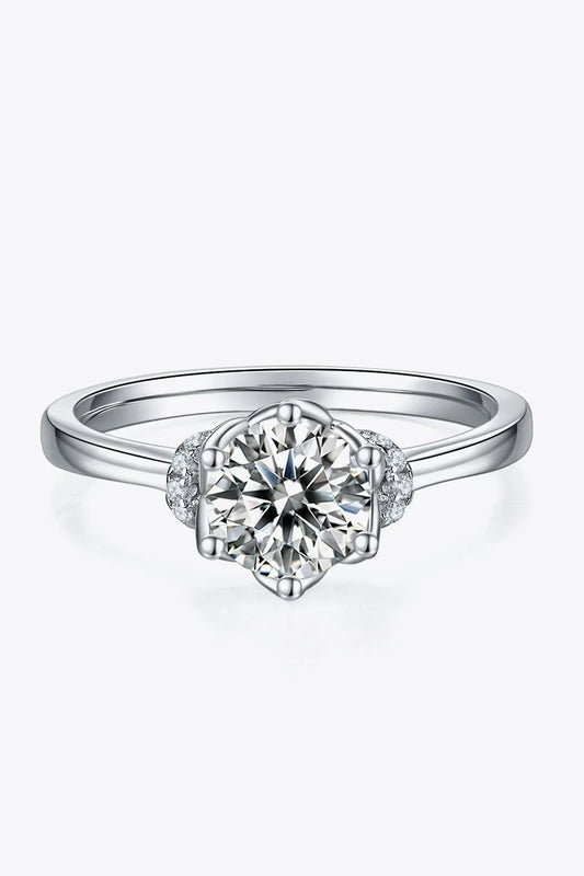 Ring Bianca - 1 Carat Moissanite Crown Sterling Silver Shine Women's Ring Velanci