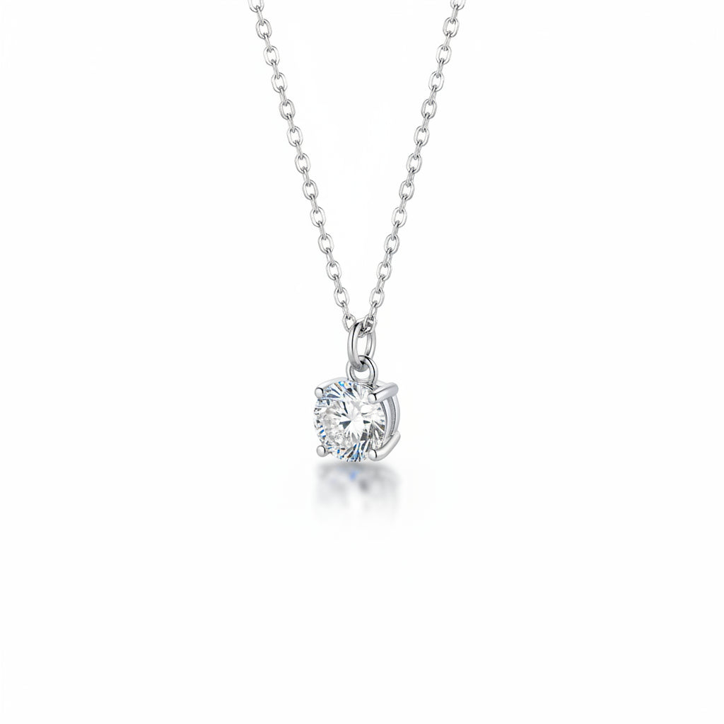 1 Carat Moissanite Sterling Silver Necklace - Minimalist Velanci