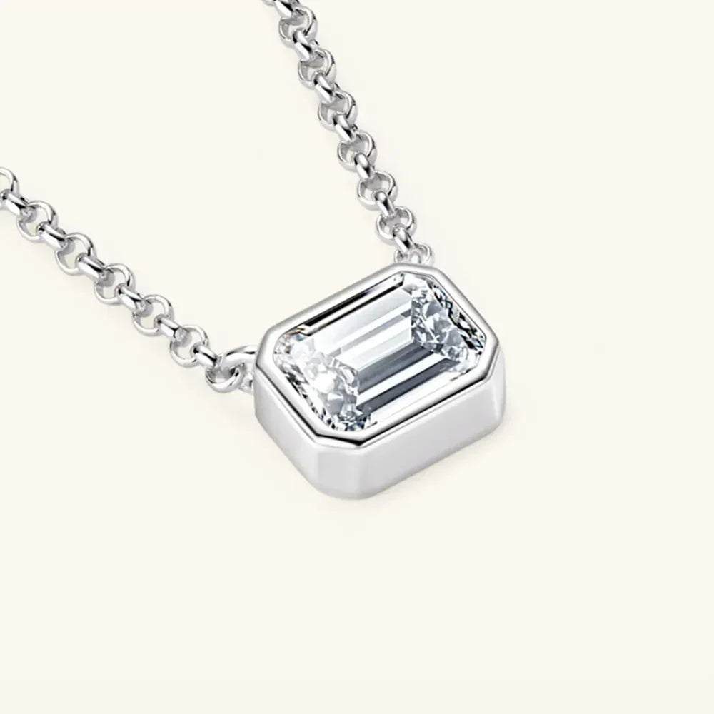 Moissanite Pendant Necklace - 1 Carat Sterling Silver Velanci