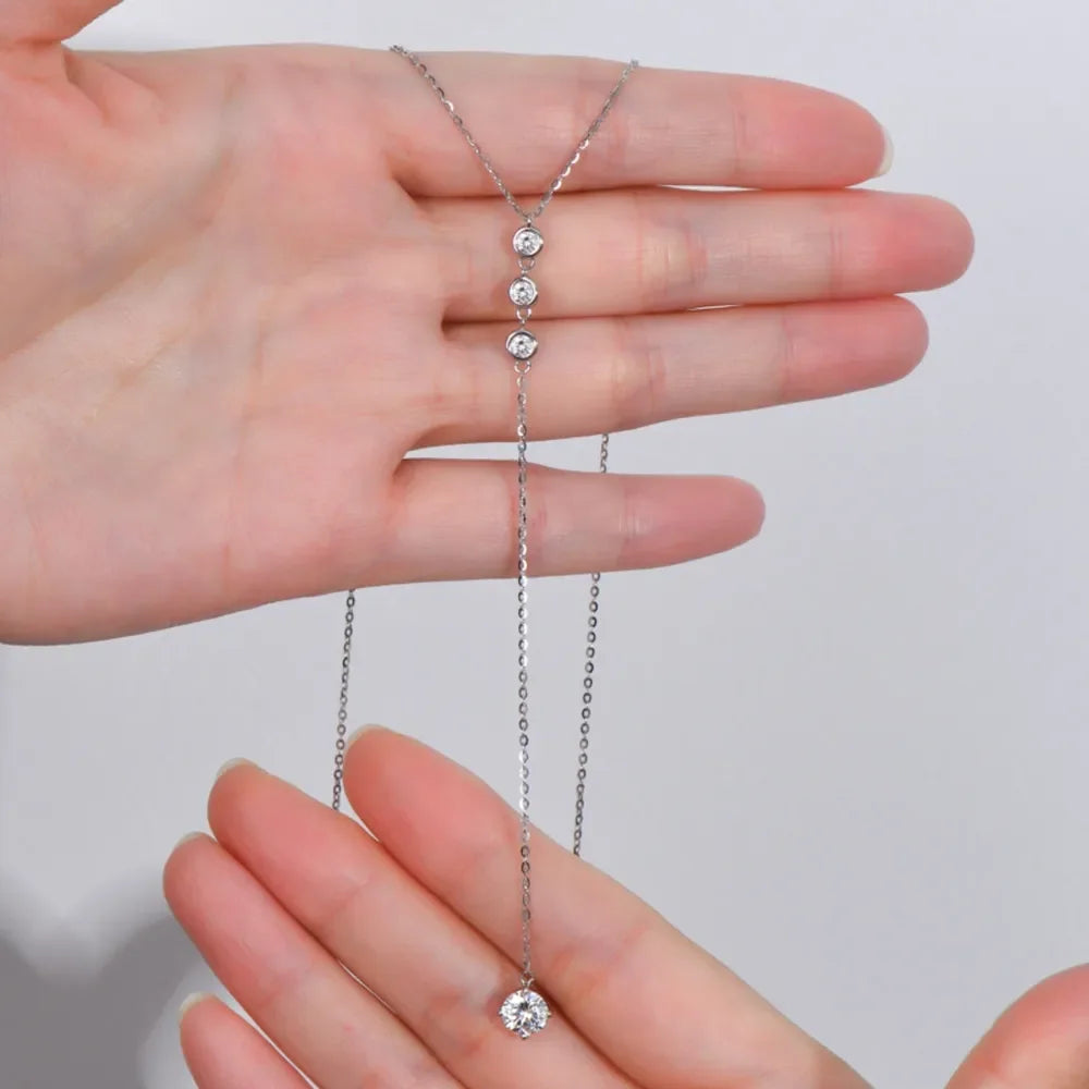 Moissanite Drop Necklace - D Color Brilliance 1.3ct Velanci
