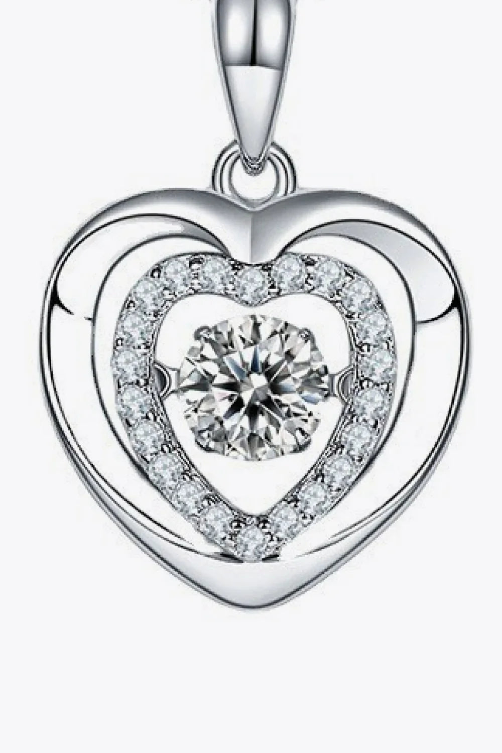 Moissanite Heart Pendant Necklace - Sterling Silver Velanci