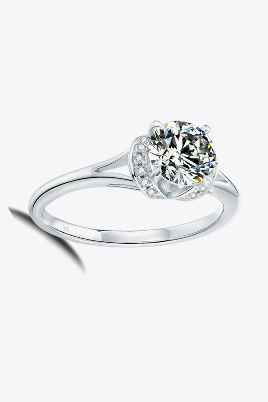 Ring Giulia - 1 Carat Moissanite, Split Shank, Silver Women's Ring Velanci