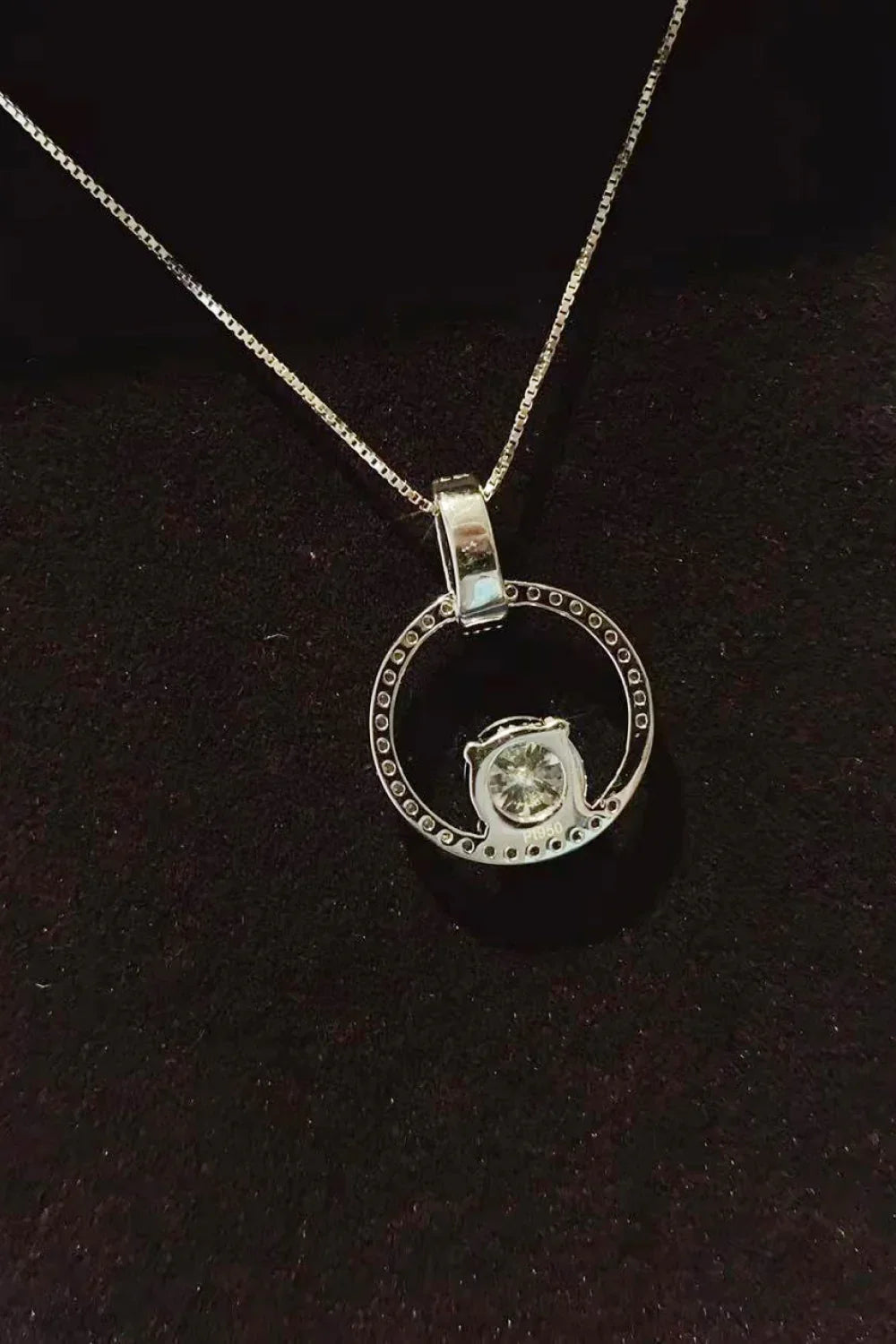 Moissanite Circle Pendant Necklace - 1 Carat Halo Design Velanci