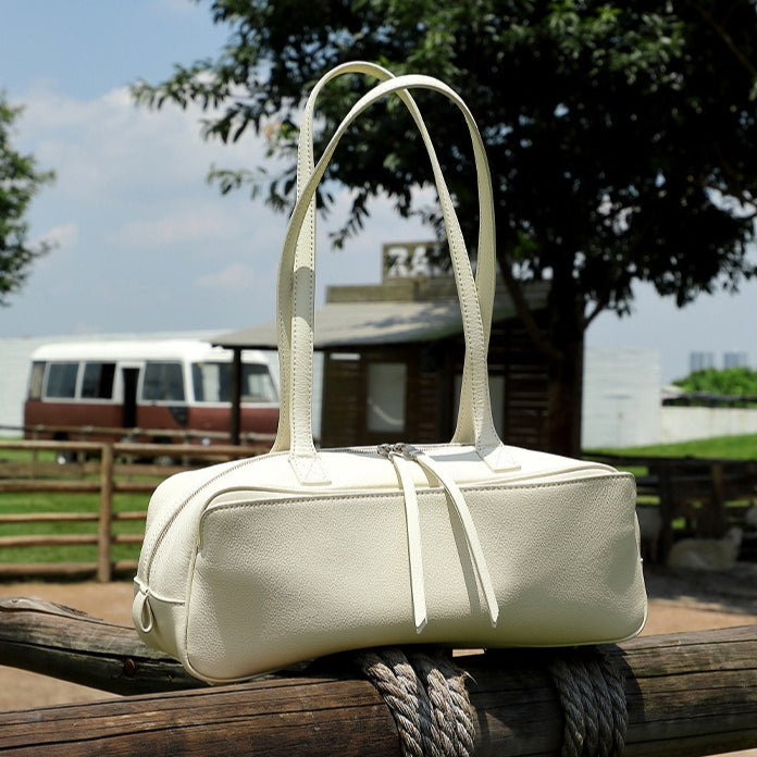 Exquisite Genuine Pebbled Leather Shoulder Handbag