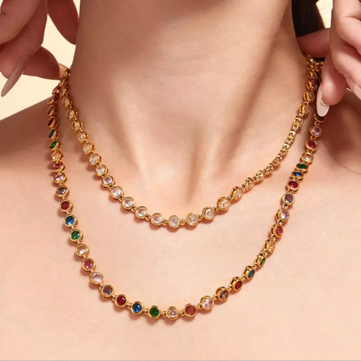Gold-Plated Zircon Necklace - Lightweight Delicate Velanci