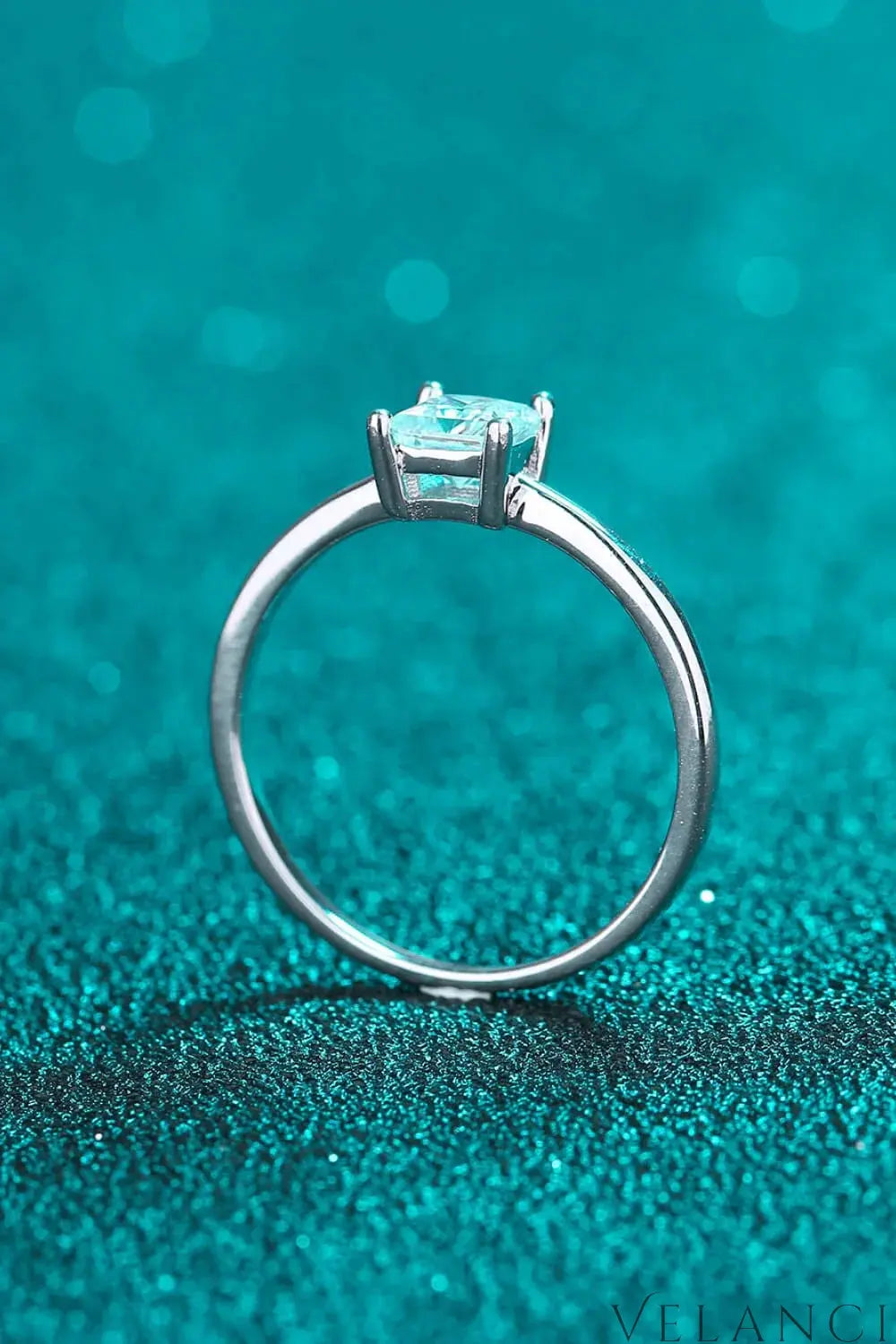 Sterling Silver Moissanite Ring Giulia - Minimalist Glow Women's Ring Velanci