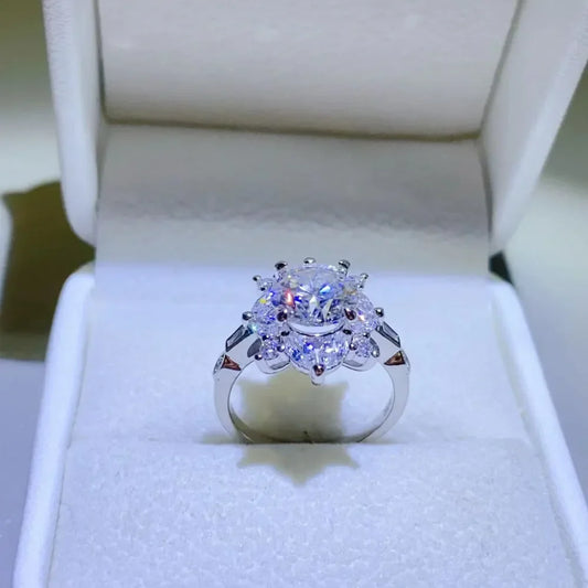 2 Carat Moissanite Sterling Silver Ring Isabella - Halo Women's Ring Velanci