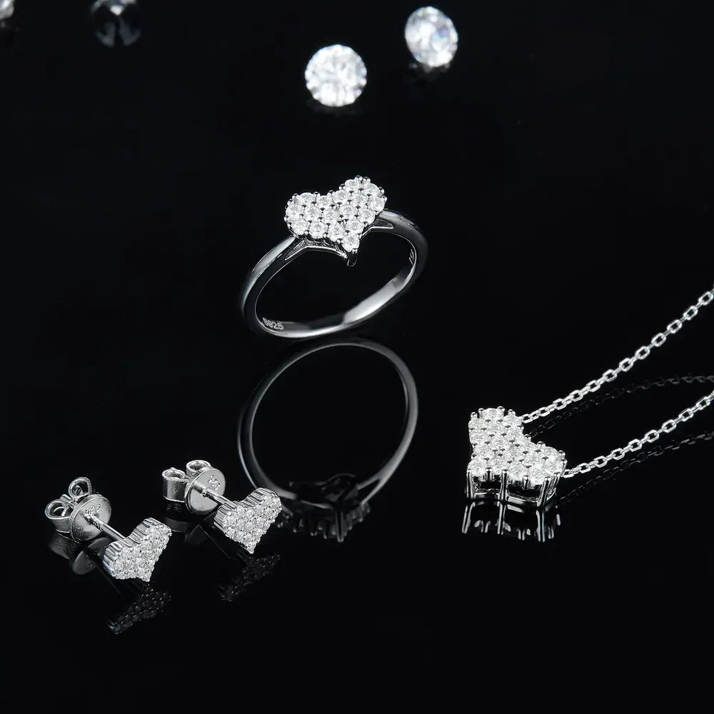 Sterling Silver Moissanite Heart Necklace - Daily Shine Velanci