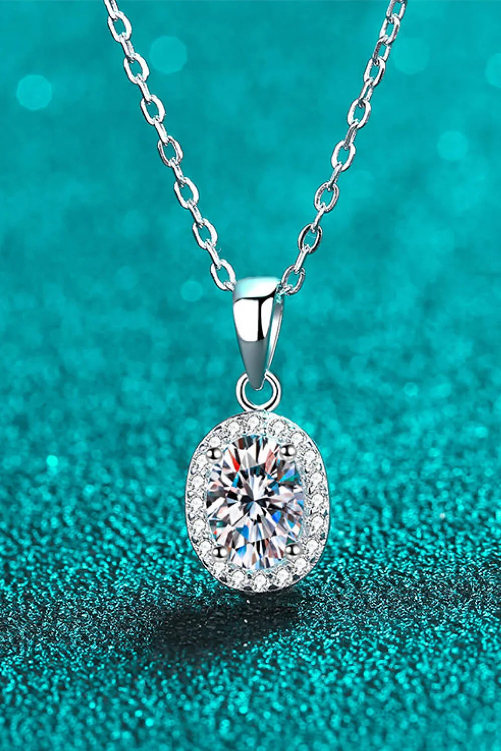 1 Carat Moissanite Pendant Necklace - Rhodium-Plated Silver Velanci