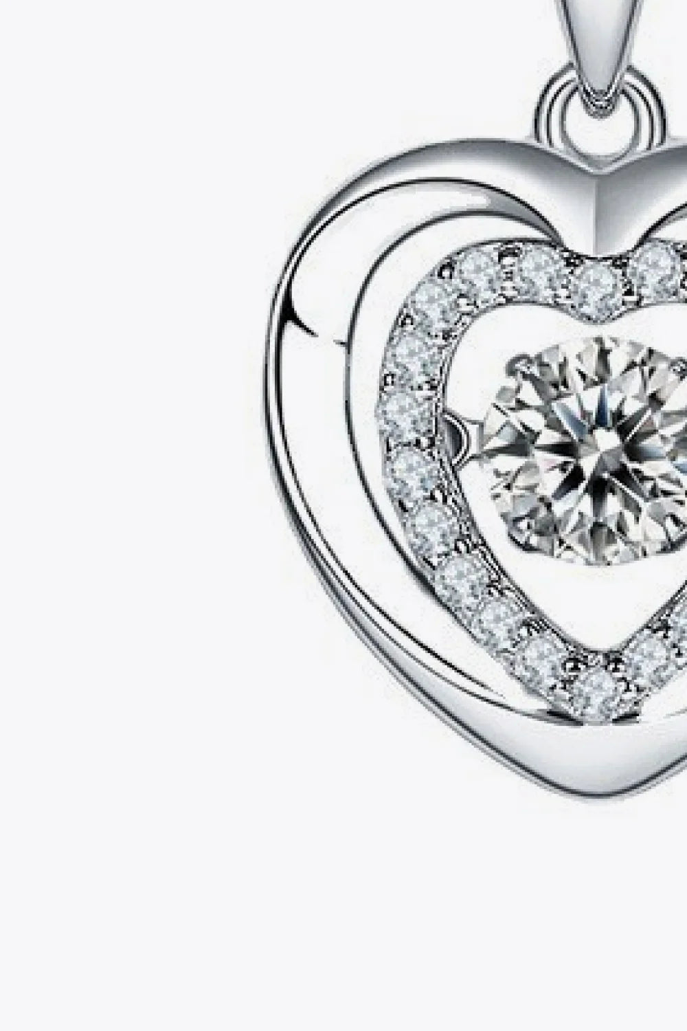 Moissanite Heart Pendant Necklace - Sterling Silver Velanci