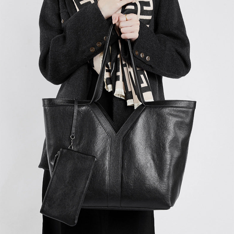 Korean Style Autumn Luxe Leather Tote Bag