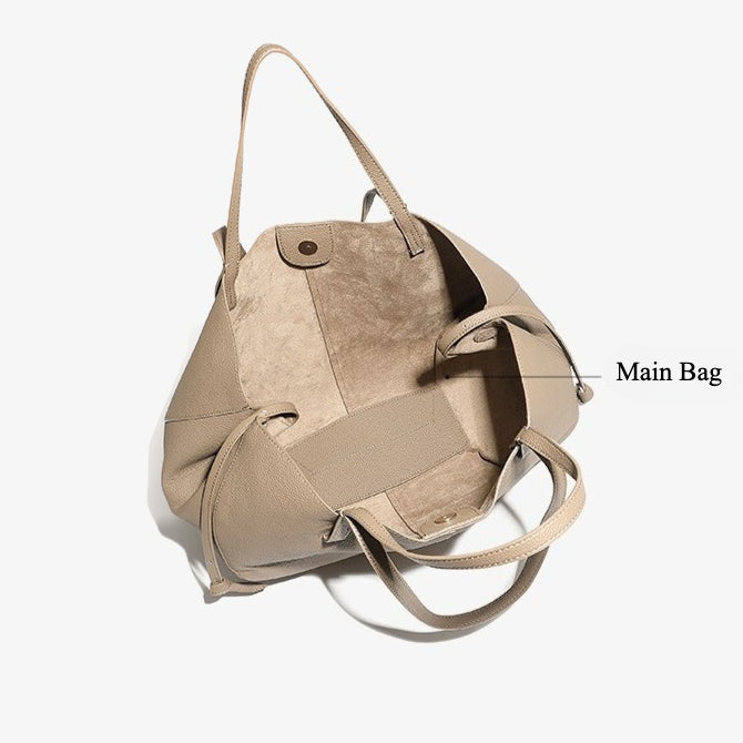 Genuine Pebbled Leather Tote Bag with Pouch - Urban Elegance Redefined