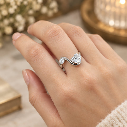 SterlingSilver Moissanite Ring 1.3ct Arianna - Irregular Band Women's Ring Velanci