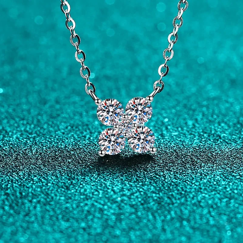 Moissanite Pendant Necklace - Sterling Silver Sparkle Velanci