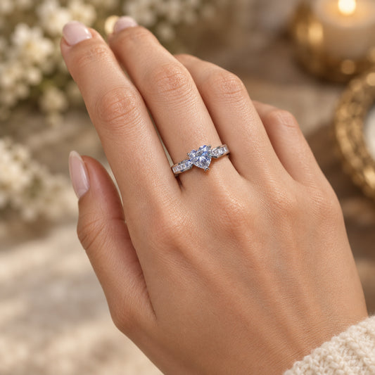1 Carat Moissanite Sterling Silver Ring Aria - Daily Shine Women's Ring Velanci