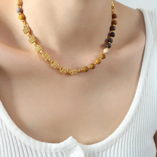 Beaded Titanium Steel Necklace - Adjustable Hypoallergenic Velanci